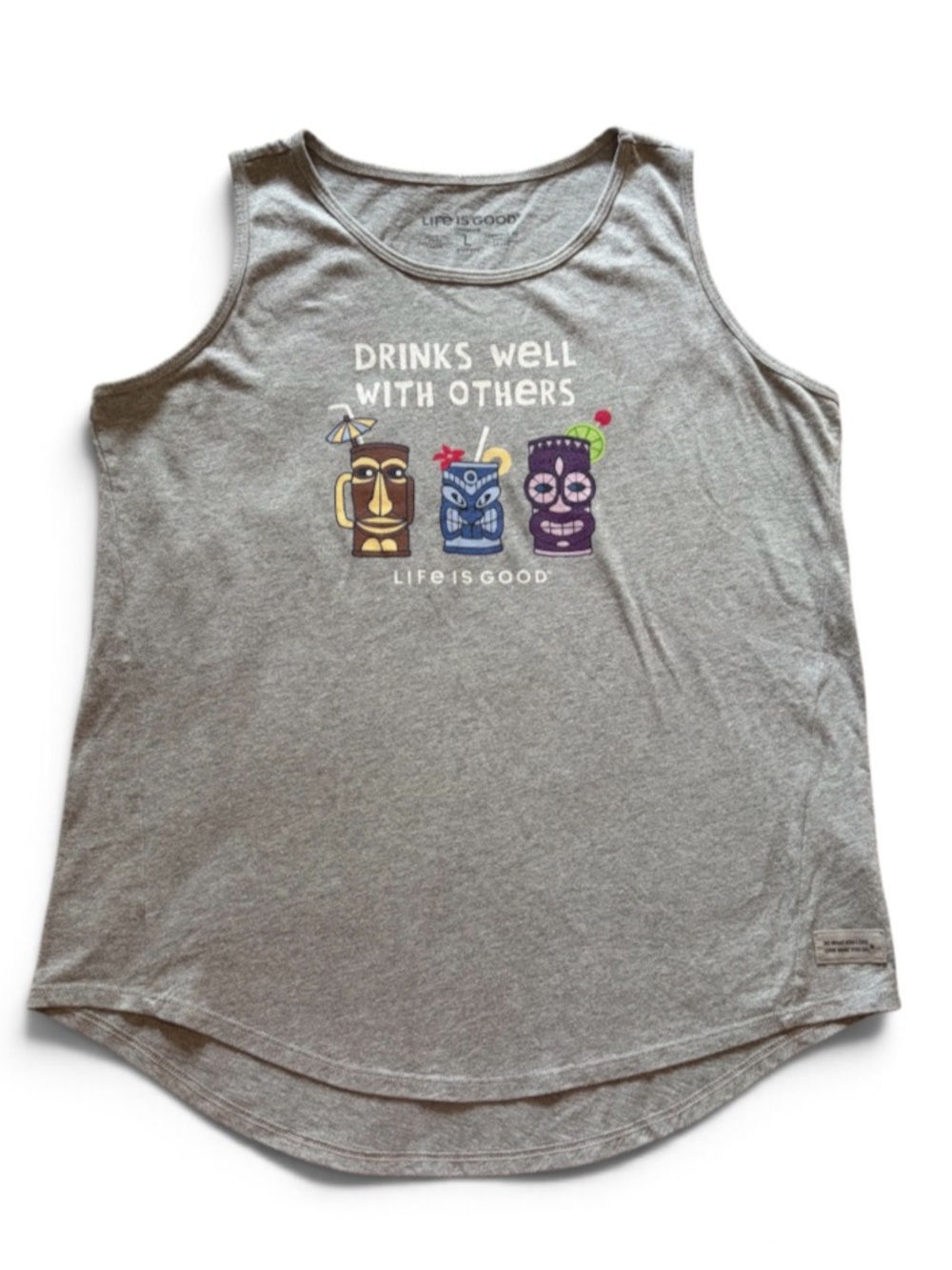 Life Is Good Crusher Drinks Well With Others Tiki Tank Top Size Large Women’s